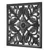 Hand-Carved Square Arabesque Wall Medallion – Black (24”)